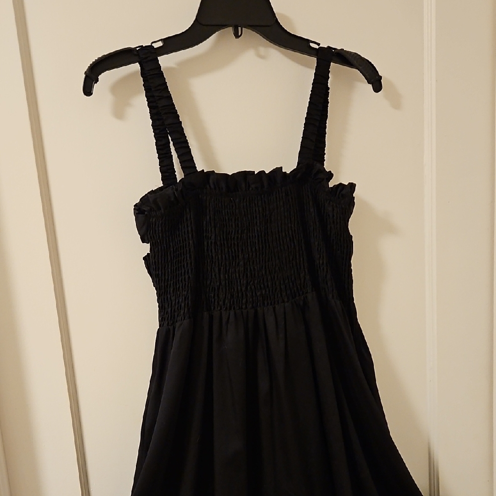 Topshop Black Smocked Ruffled Sundress